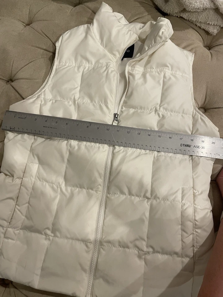 Lands' End Puffer Vest Womens Medium 10-12 White Down Feather - Image 3 of 4