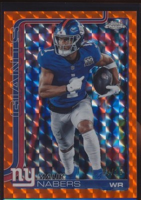 2025 TOPPS CHROME MALIK NABERS #225 ORANGE GEOMETRIC REFRACTOR 23/25!