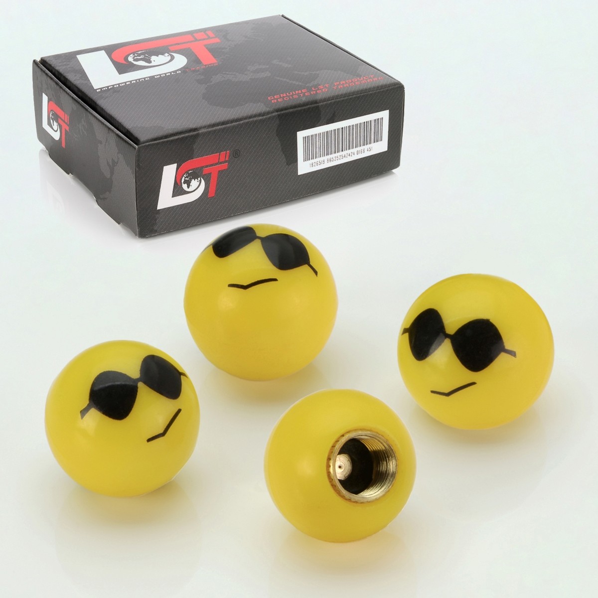 4x Valve Caps Tyre Valve Cover Ball Smiley Sunglasses for Volvo