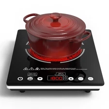 Single Burner Electric Cooktop 1800W - 110V Electric Stove Top Burner Portabl...