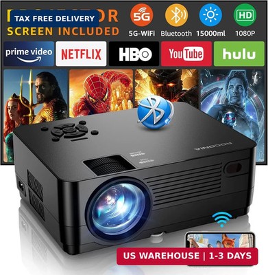 Projector with 5G WiFi and Bluetooth, Native 1080P Projector[Projector Screen In