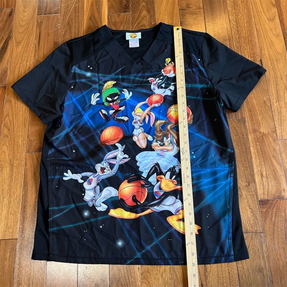 Spacejam Unisex Space Jam Tooniforms V-Neck Scrub Top Size L Multi-Color - Image 3 of 4