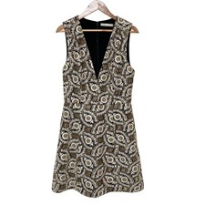Alice + Olivia Embroidered Sleeveless Dress, Size 4, Gold Women USED