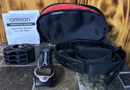 Omron HR-100C Heart Rate Monitor Watch with Transmitter and Case.  