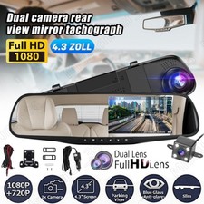 1080P HD Rearview Mirror Car DVR Dual Dash Cam Camera Front Rear Video Recorder
