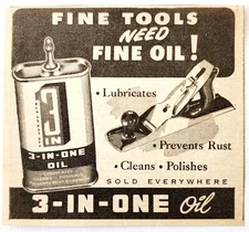 1947 3 In One Oil Machine Grade Lubricant Advertisement Vintage Tool Supply E8J