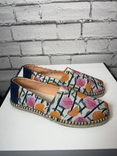 TOMS Tom s Classic Women s Natural Citrus Stripe Slip On Flat Shoes Size 9.5