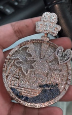 5.60Ct Round Cut Moissanite Men's Customize Letter Pendant 925 Sterling Silver