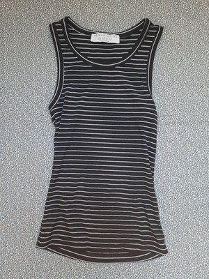 The Primark Edit Feingeripptes Tanktop Gestreift, Schwarz/Weiß, Gr. XS