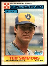Ted Simmons 1984 Topps Ralston Purina #3 Brewers MLB READ FREE SHIP AutographDen