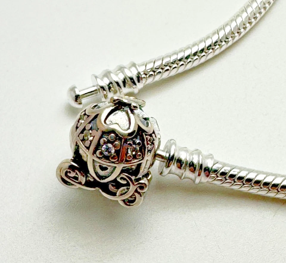 Original Pandora Disney Cinderella Kürbis  Armband Silber Charms 19cm  Nr.5k-