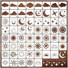 Boho Sun Stencils for Painting on Wood Burning Patterns Cloud Moon white