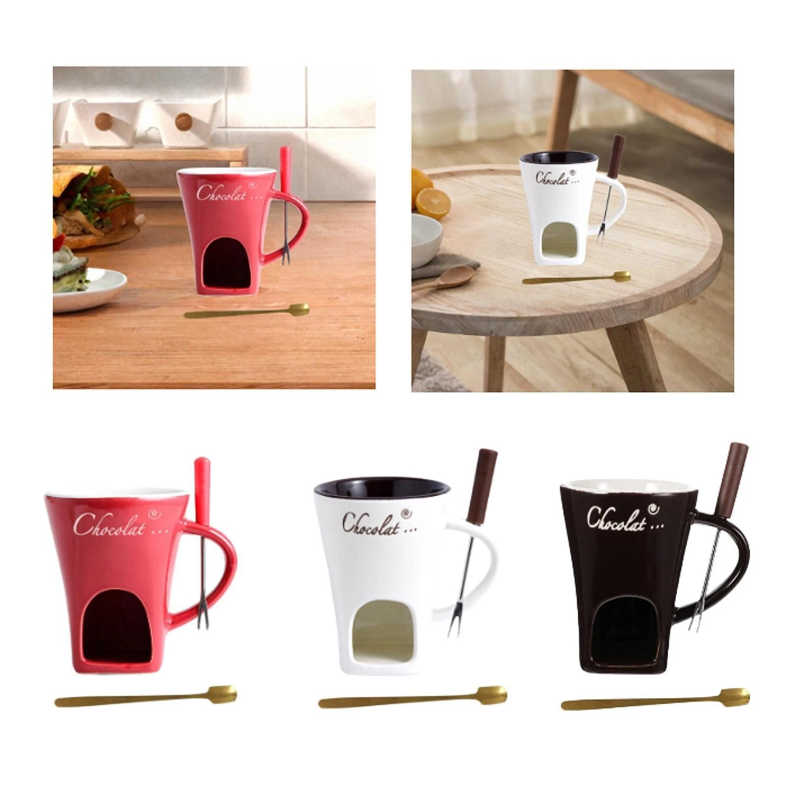 Fondue Pot Set Fondue Mug Kitchen Appliances with Fork Spoon Melting Mug Ceramic
Opens in a new wind