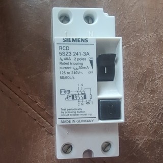 Siemens 40 Amp 30mA Double Pole RCCB RCD 5SZ3 241 3A. Type AC.