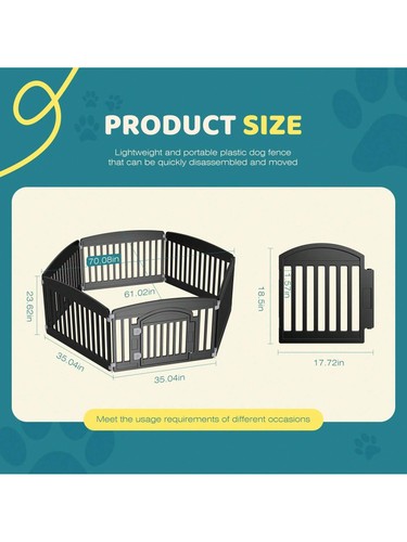 Dog Playpen 6 Panel 24" Plastic Exercise Pen w/ Door Puppy Dogs Outdoor indoor - Picture 3 of 13