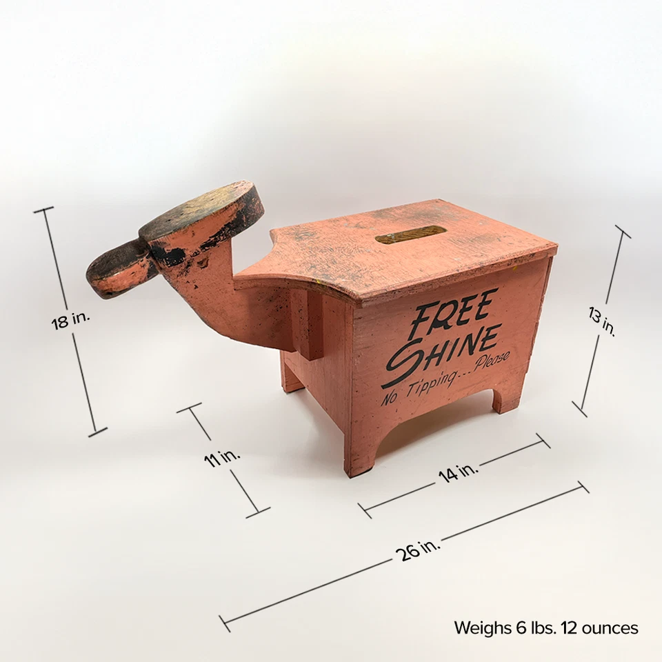 Arte folclórica rosa caixa de brilho para sapatos com apoio para os pés, ranhura para ponta e gaveta – décadas de 1930 a 1950 - Imagem 3 de 4