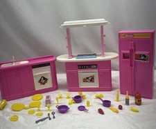 Vintage Barbie Kitchen Playset 1990 Arco Refrigerator, Sink, Oven Accessories
