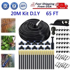 65ft Drip Irrigation Kit, Garden Watering System with Brass Nozzles for Plants