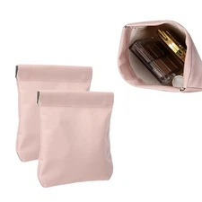 2Pcs Squeeze Coin Purse Pouch, Small Leather Change Purse, Pink