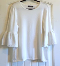 Ivanka Trump Cream Beige Long Sleeve Pullover Women's Sweater Top SZ L EXCELLENT