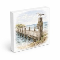 InselträUme MöWe Am Steg Holzbild In 15X15 Cm Zum Stellen Oder AufhäNgen