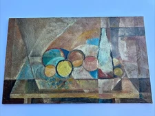 MID CENTURY PAINTING CUBIST CUBISM MODERNISM MYSTERY ABSTRACT LARGE 1960'S OIL