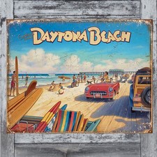 Comic Schild 30 x 40 Surfer Vintage USA Strand  Urlaub US-Car 50er Corvette *254