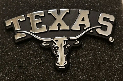 TEXAS LONGHORNS 3-D CHROME AUTO CAR EMBLEM University Of Texas~ Car Decal NEW!