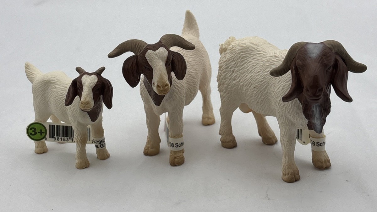Schleich BOER GOAT FAMILY Billy Nanny Kid Farm Animal 13258 13259