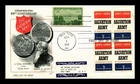 DR JIM STAMPS US COVER SALVATION ARMY 100TH ANNIVERSARY FDC BLOCK OF 4