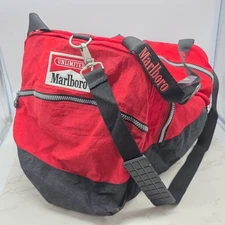 Vintage Marlboro Unlimited Duffle Bag Red Black Nylon Sports Gym Carry On Large