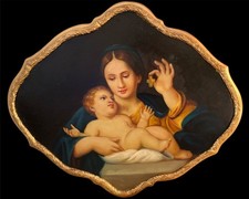 Iconica Madonna con Bambino su Tavola in Legno | Dipinto Classico 60x70 cm