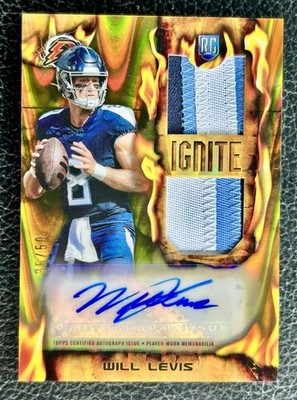 Will Levis RC 25/50 RPA Auto/3 Color Game Worn 2024 Topps Resurgence Ignite Gold