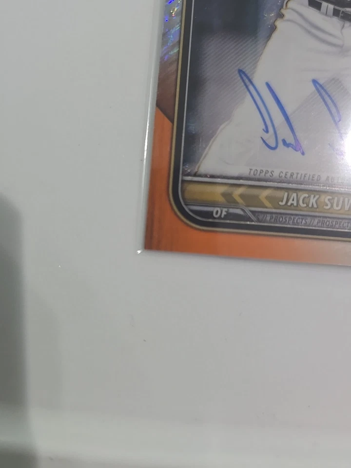 2022 BOWMAN CHROME JACK SUWINSKI ORANGE SHIMMER REFRACTOR AUTO 03/25 SP - Image 3 of 4