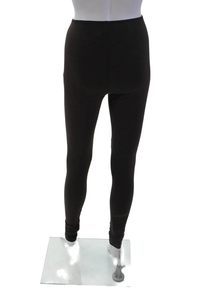 Leggings largos elásticos para mujer Norma Kamali marrón liso talla S Foto 3 de 4