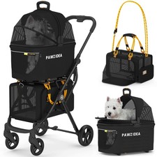 Double Pet Stroller with 2 Detachable Carriers, Portable Dog Crate for Car Tr...