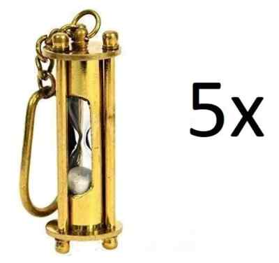 Lot Of 5 Unit Brass Sand Timer Pendant Key Chain Maritime Antiques Hourglass