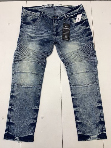 Reason Mens Blue Acid Wash Denim Jeans Size 46 - 第 1/5 張圖片