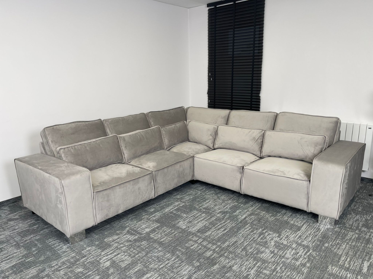 Large Corner Sofa, Seater Sofa Footstool Sloane Luxury Silver