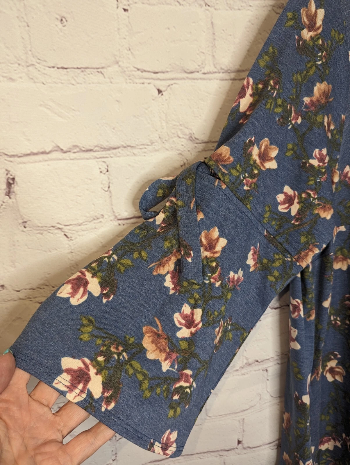 Abito tubino donna Alyx blu floreale manica a campana 3 4 con cravatte buco della serratura tg 1X