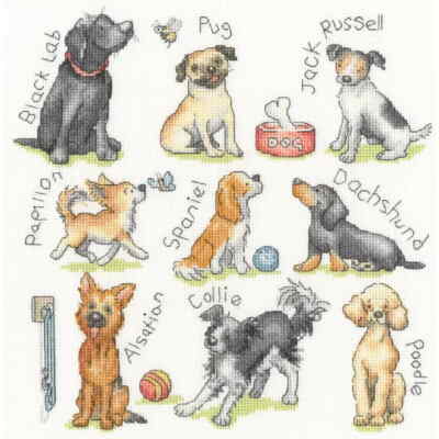 Bothy Threads Kreuzstich Stickpackung ''Woof!'', Zählmuster, XKG16, 26x26cm