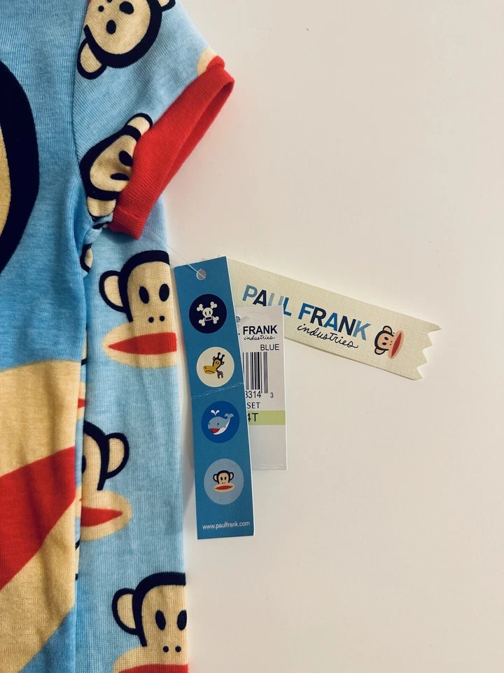 Nuevo con etiquetas Paul Frank Monkey Boys Unisex 4T Lindo 2 piezas Pijama Prendas para dormir 100% Algodón Azul Foto 4 de 4