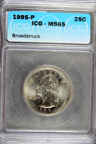 1995 - P ICG MS65 (BROADSTRUCK) Washington Quarter Dollar!! #B18609