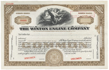 The Winton Engine Company. Certificat de stock