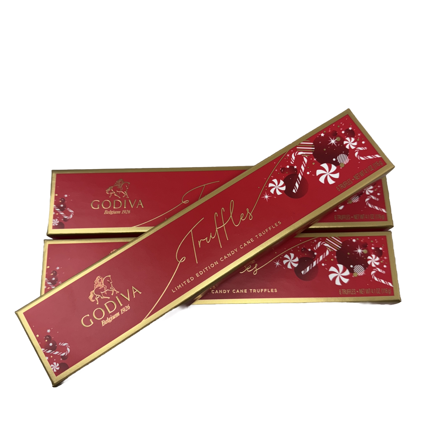 Godiva Chocolate Holiday candy cane truffles, Limited Edition, Set Of 3