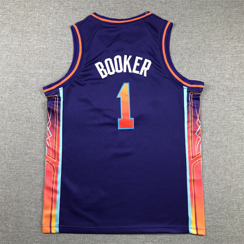 4 Colors Youth Size Adult Suns Devin 1# Basketball Jersey Booker