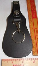Leather snap-on-belt key holder chain ring fob biker clothing accessory made USA