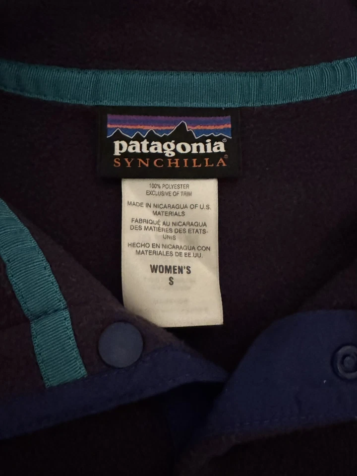 Pulôver feminino de lã Patagonia roxo e azul tamanho pequeno - Imagem 4 de 4