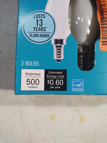 ecosmart 60W Repacement Bulbs LED Daylight B11 Brightness 500 3 bulbs NEW!!2 pck - Picture 4 of 7