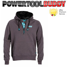 OX Black and Grey Hoodie Trade Site Hoody Jumper Lined Warm Hood - M, L, XL